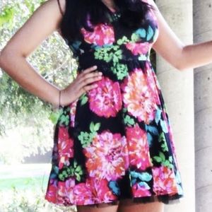 Black Floral Dress with Bowtie on Back